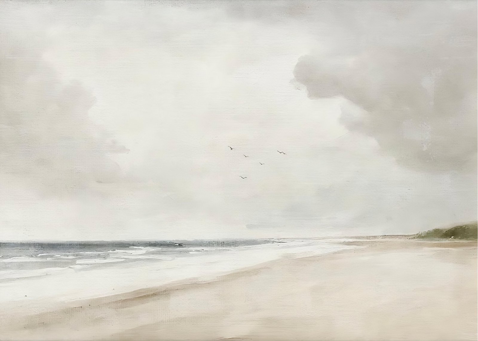 Serene Beach Horizon Birds Wall Art