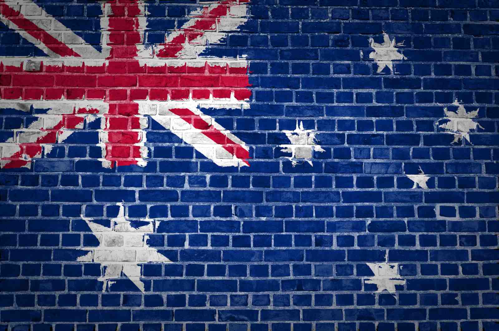 Distressed Australian Flag Brick Wall Art