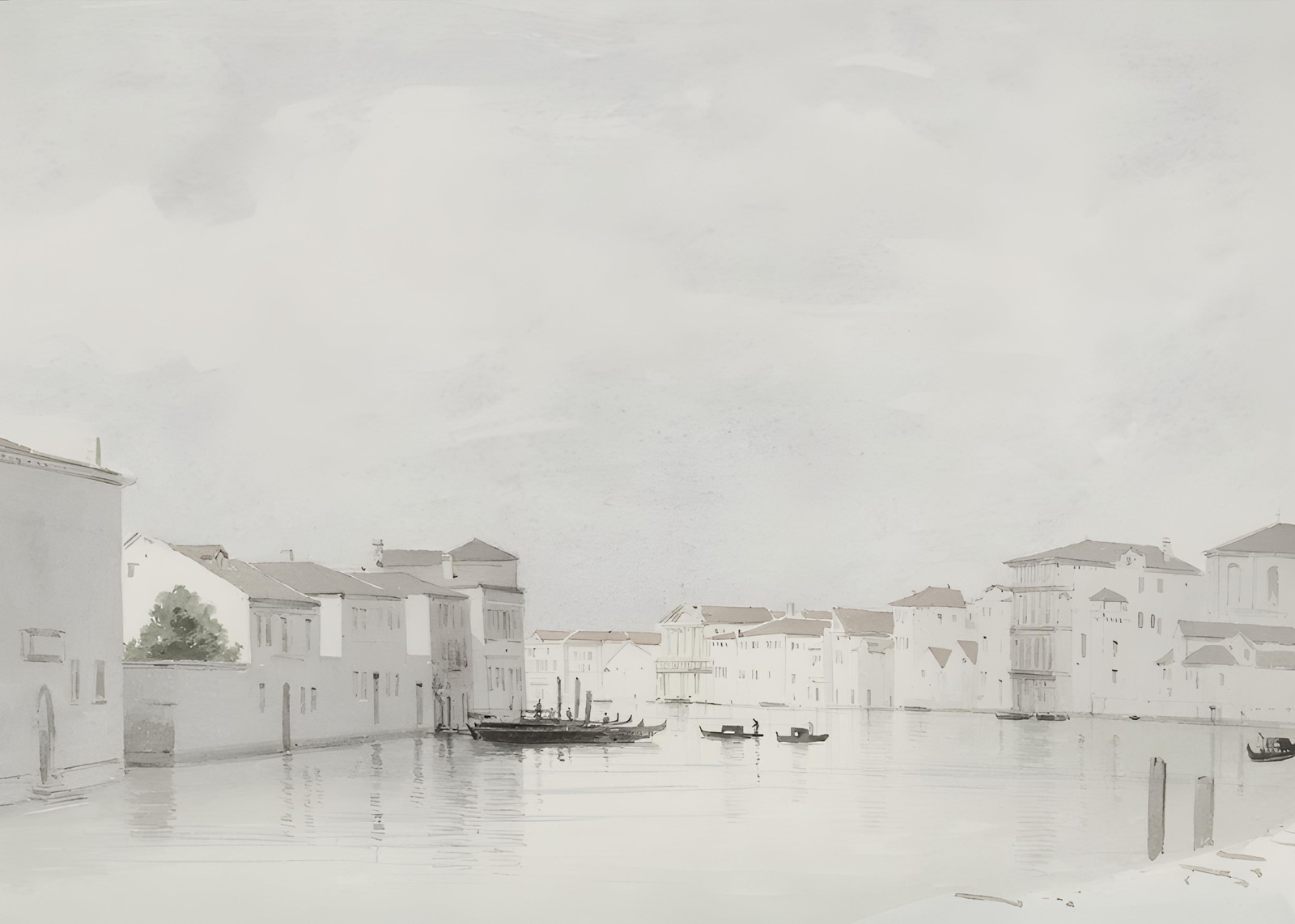 Serene Venetian Canal Watercolor Wall Art