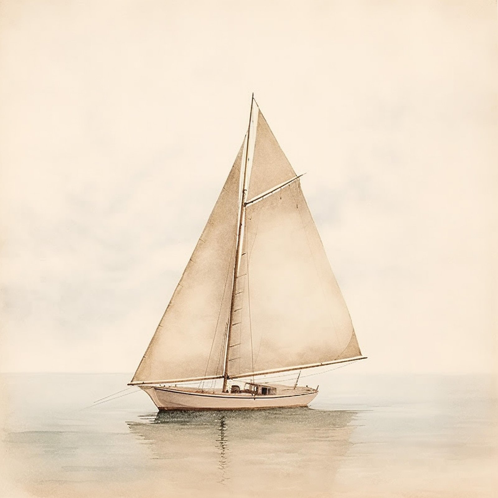 Serene Sailboat Nautical Vintage Wall Art