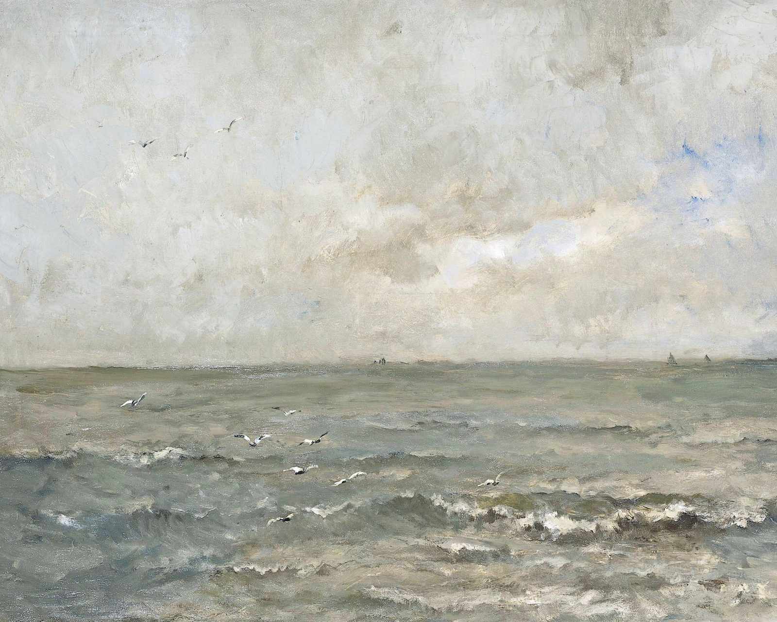 Seagulls Over Moody Ocean Wall Art