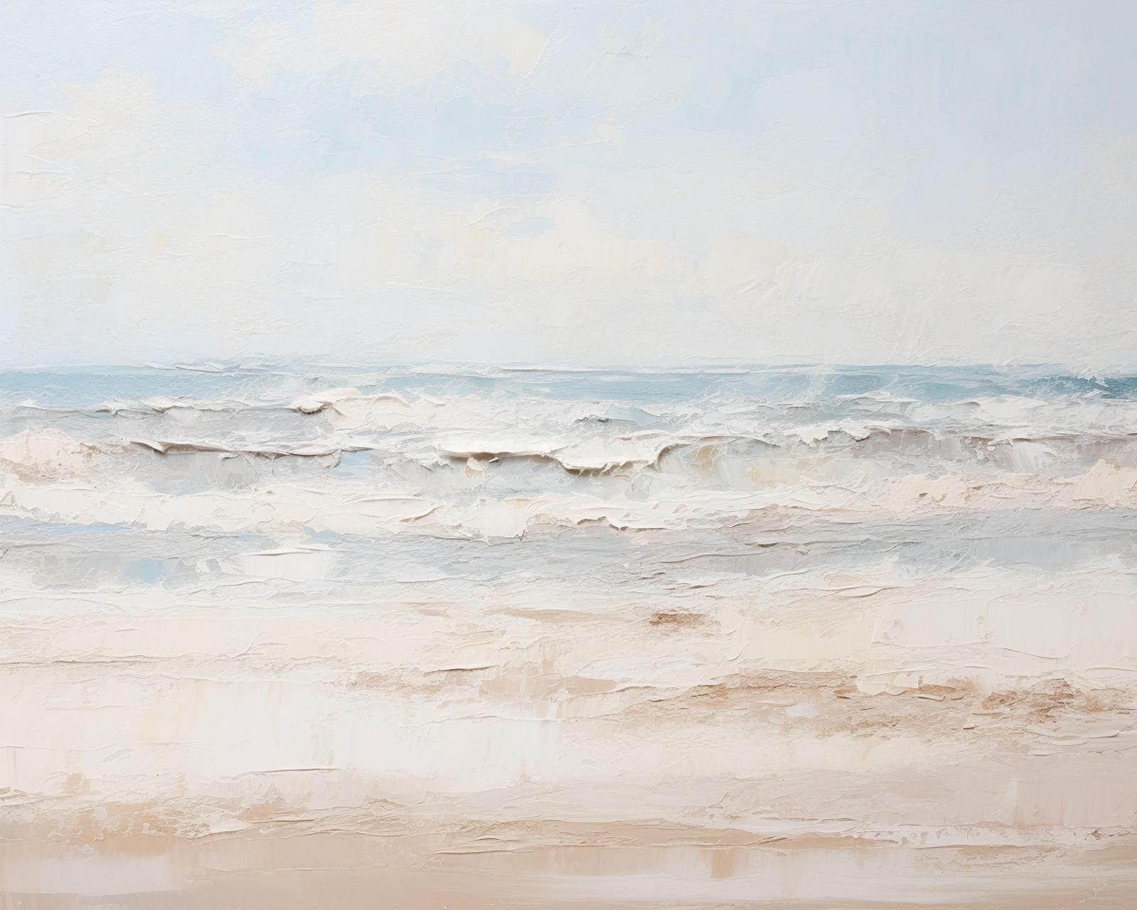 Serene Coastal Waves Textured Wall Art