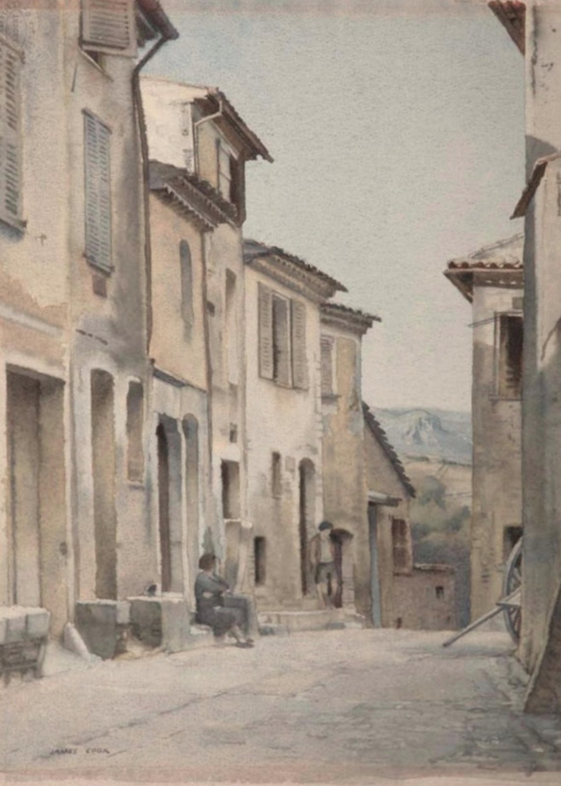 Charming Italian Alley Scene Watercolor Wall Art