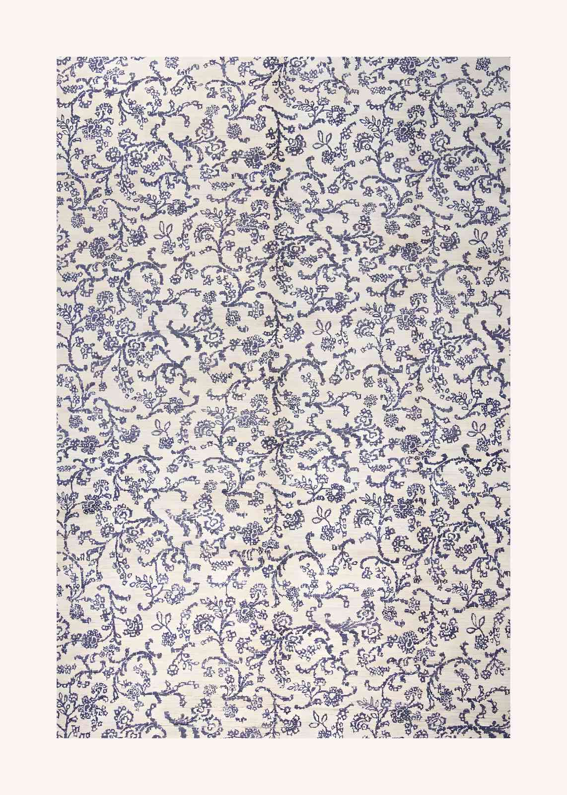 Elegant Blue Floral Damask Wall Art Wall Art