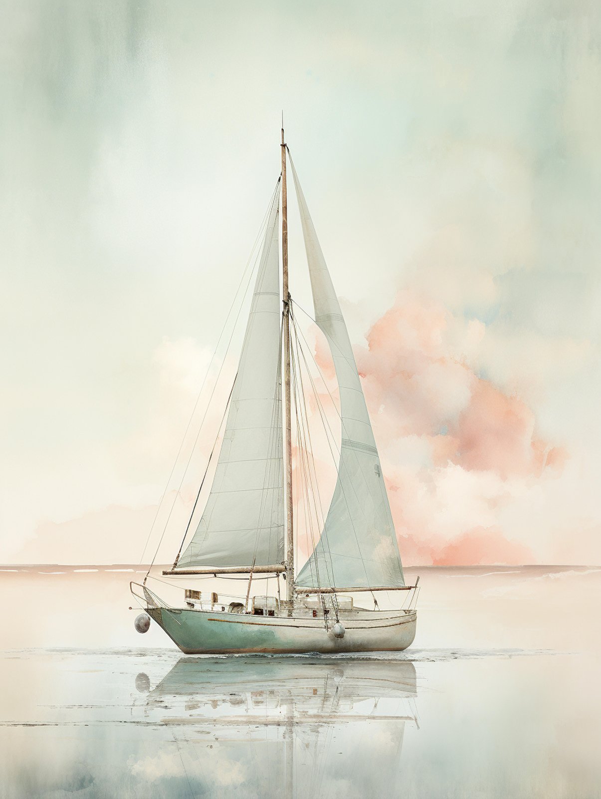 Serene Sailboat Coastal Dream Wall Art