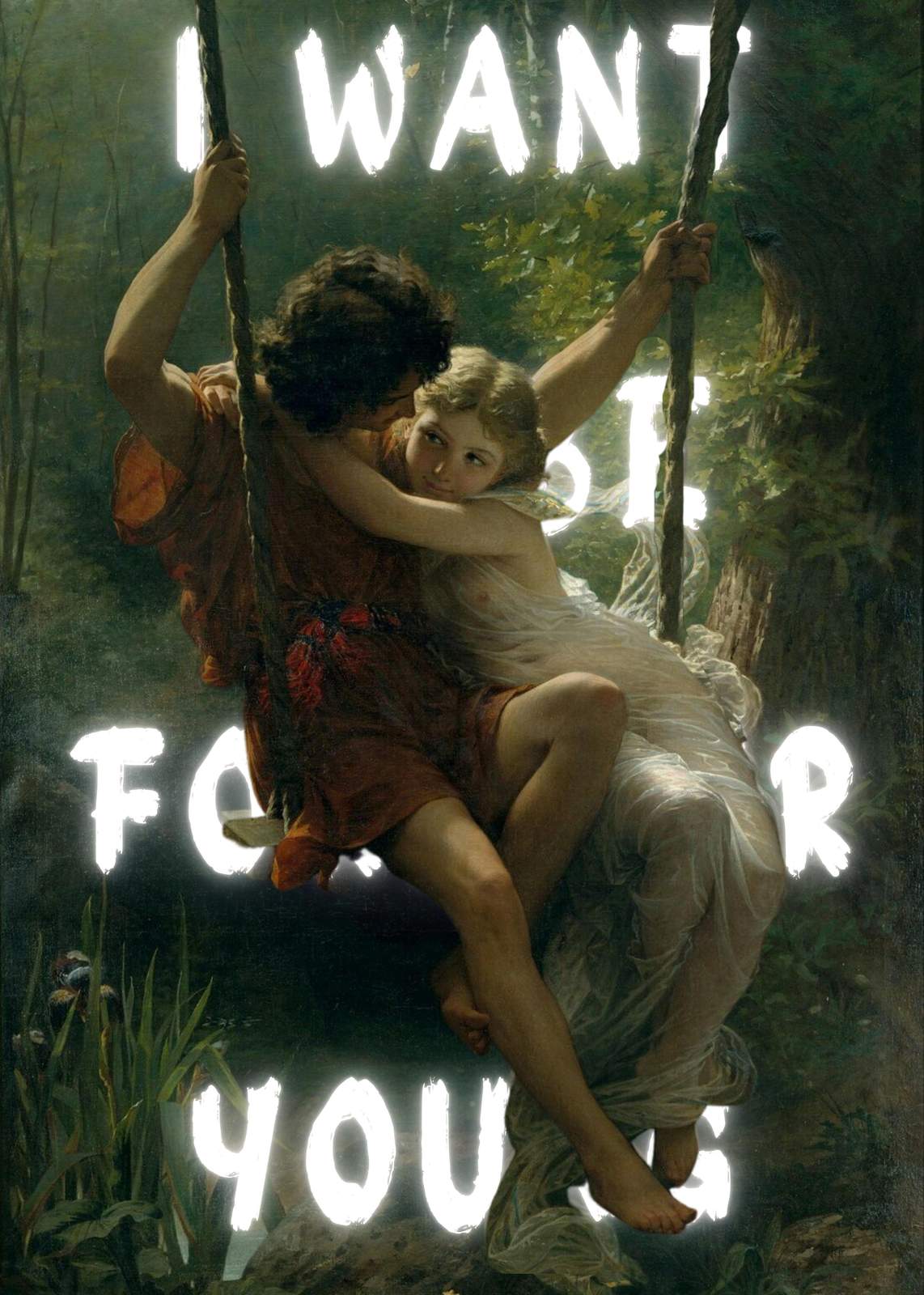 Romantic Embrace "I Want Forever For You" Wall Art