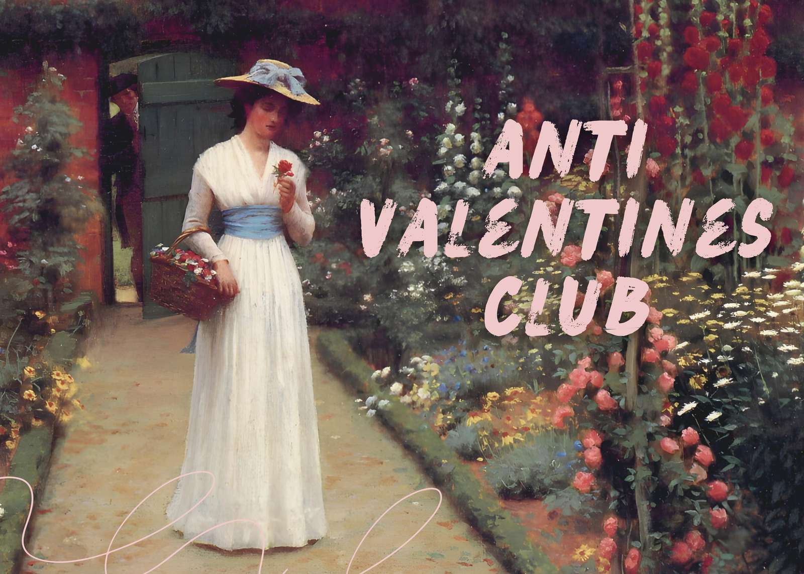 Victorian Garden Lady "Anti Valentines Club" Wall Art