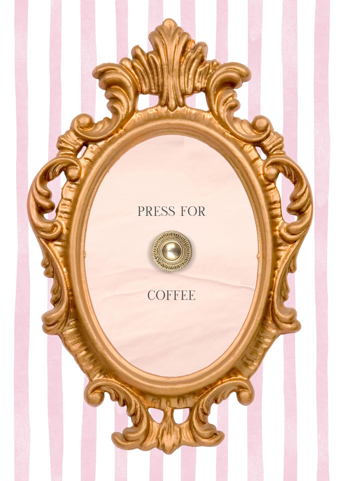 Elegant Gold "Press for Coffee" Wall Art