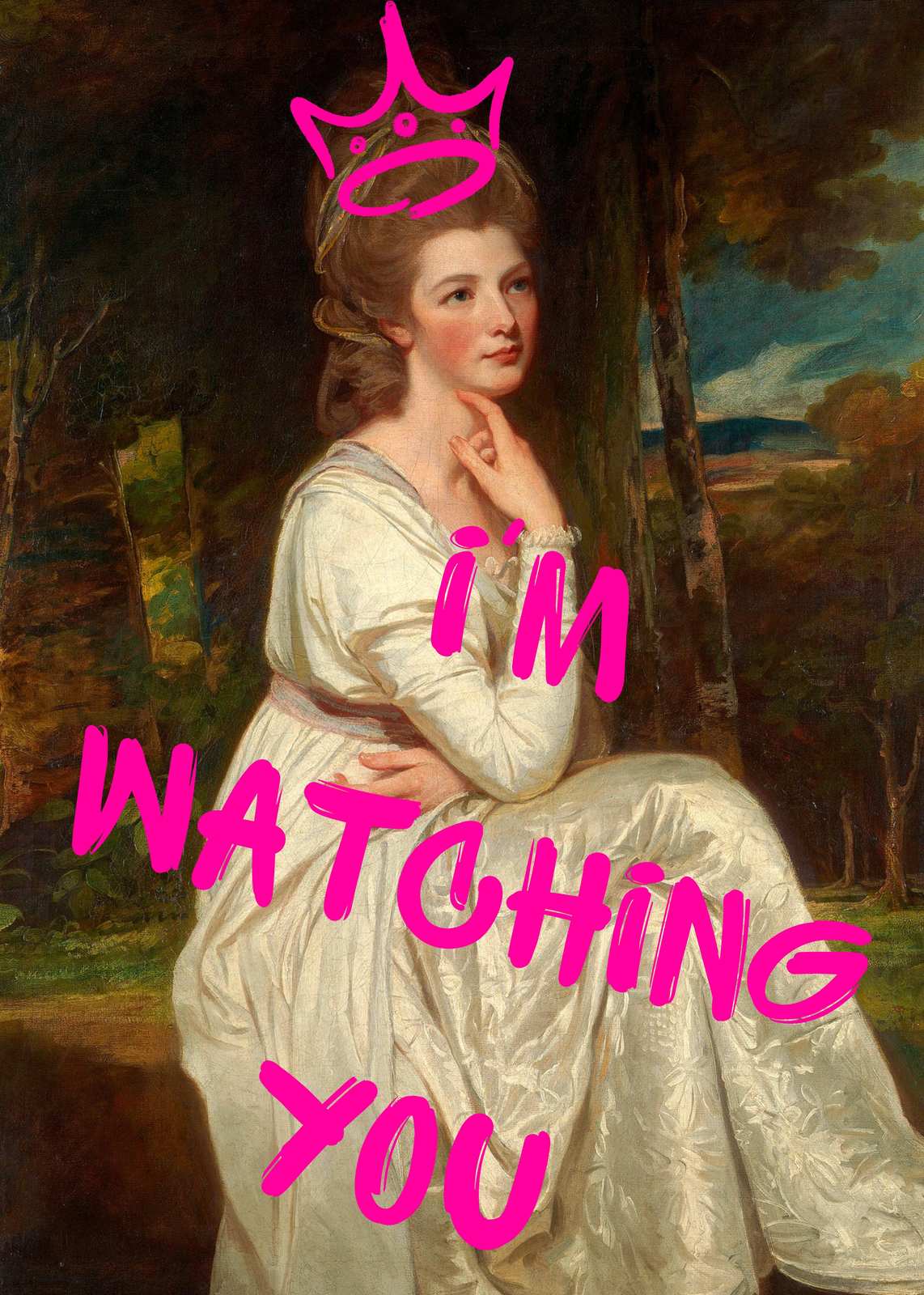 Regal Watcher Pink Crown Wall Art