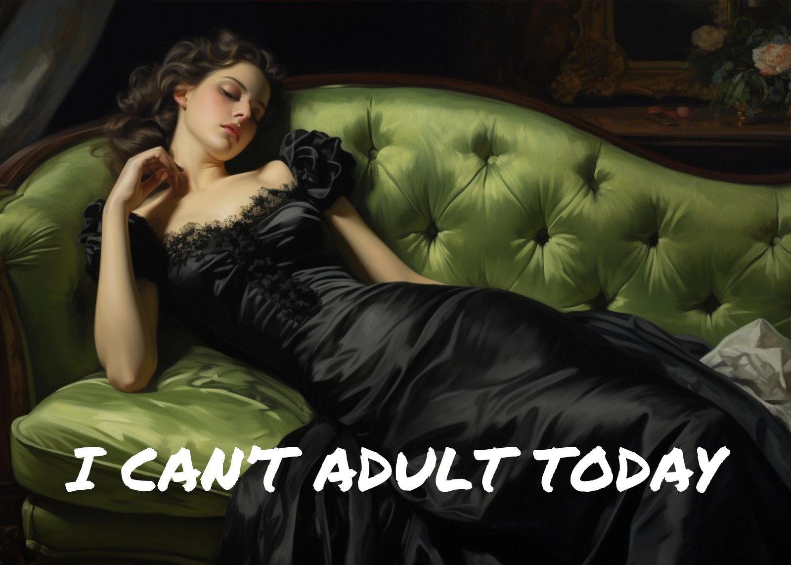 Elegant Vintage Woman "I Can't Adult Today" Wall Art