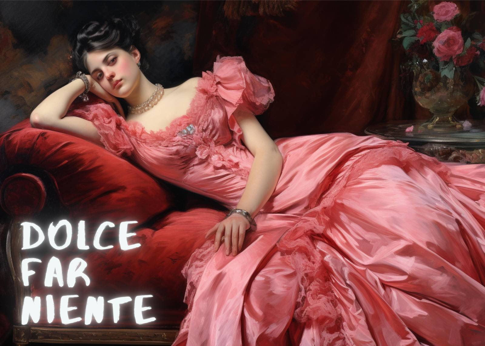 Dolce Far Niente Pink Gown Victorian Wall Art