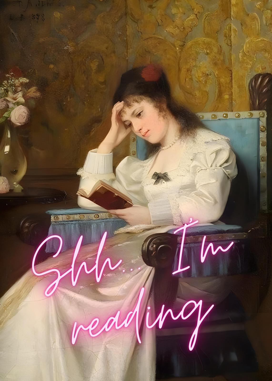 Shh I'm Reading Vintage Woman Wall Art