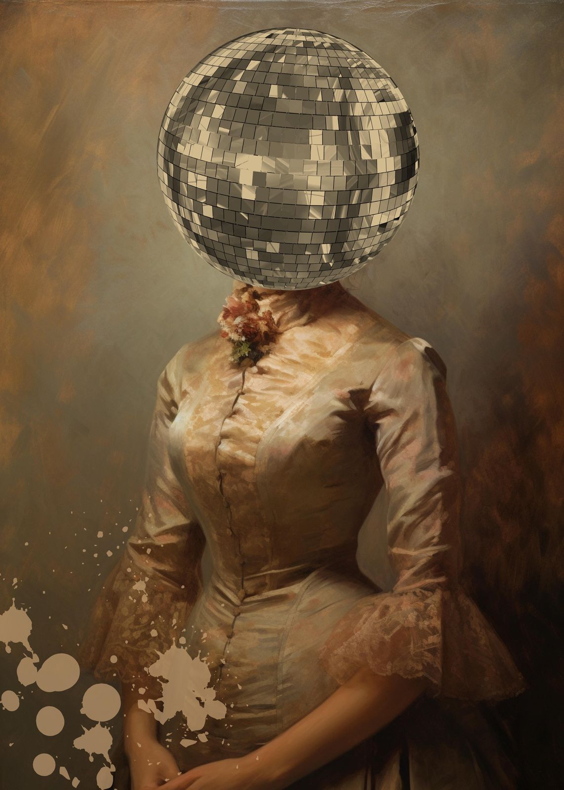 Disco Ball Head Portrait Wall Art