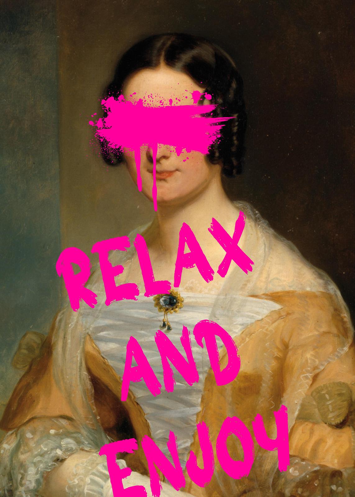Modern Portrait with Pink Splash Wall Art
