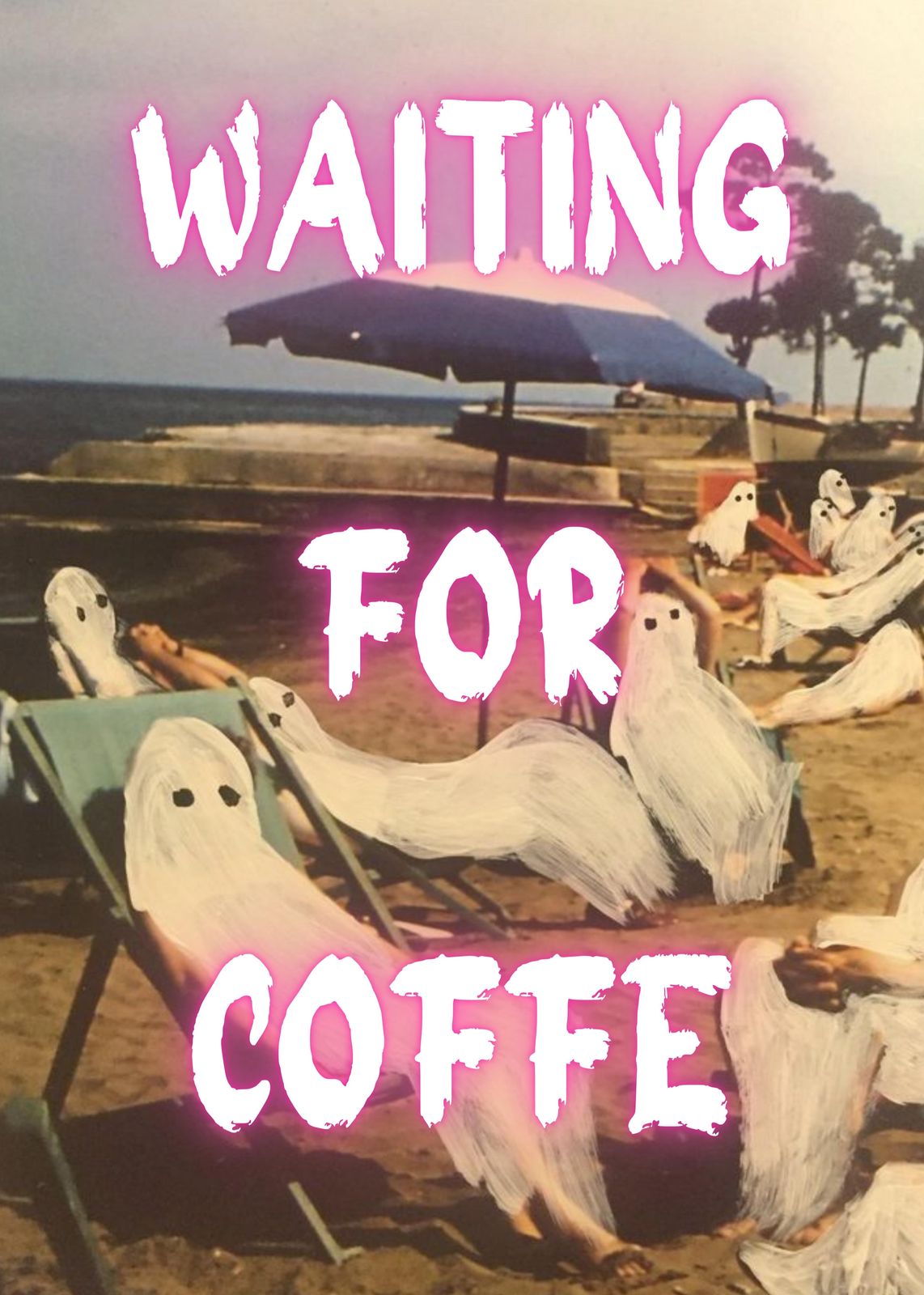 Spooky Ghosts Waiting For Coffee Wall Art