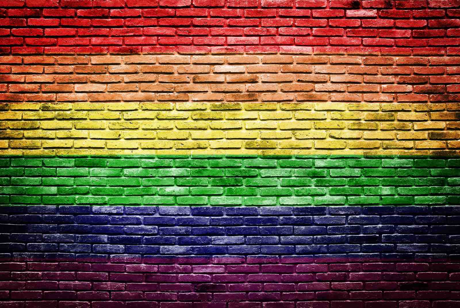 Vibrant Rainbow Brick Wall Wall Art