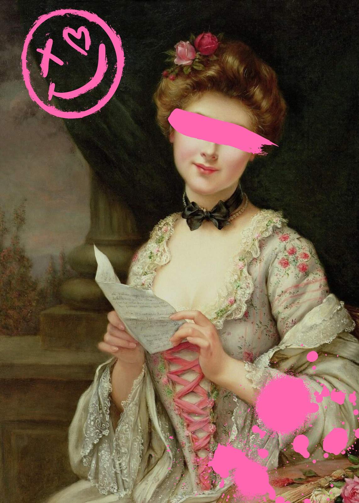 Victorian Lady with Graffiti Smile Wall Art