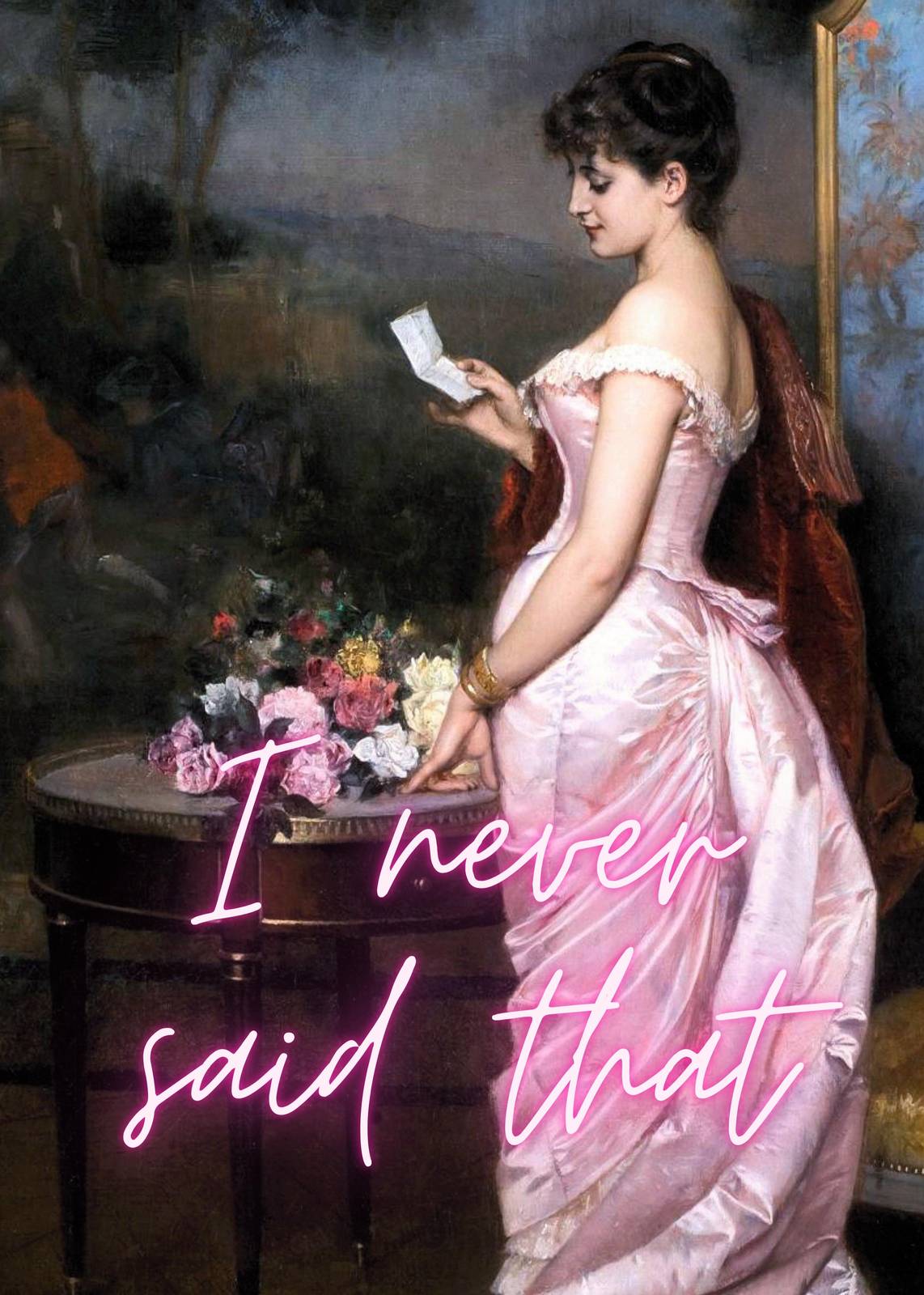 Vintage Woman Pink Dress "I never said that" Wall Art