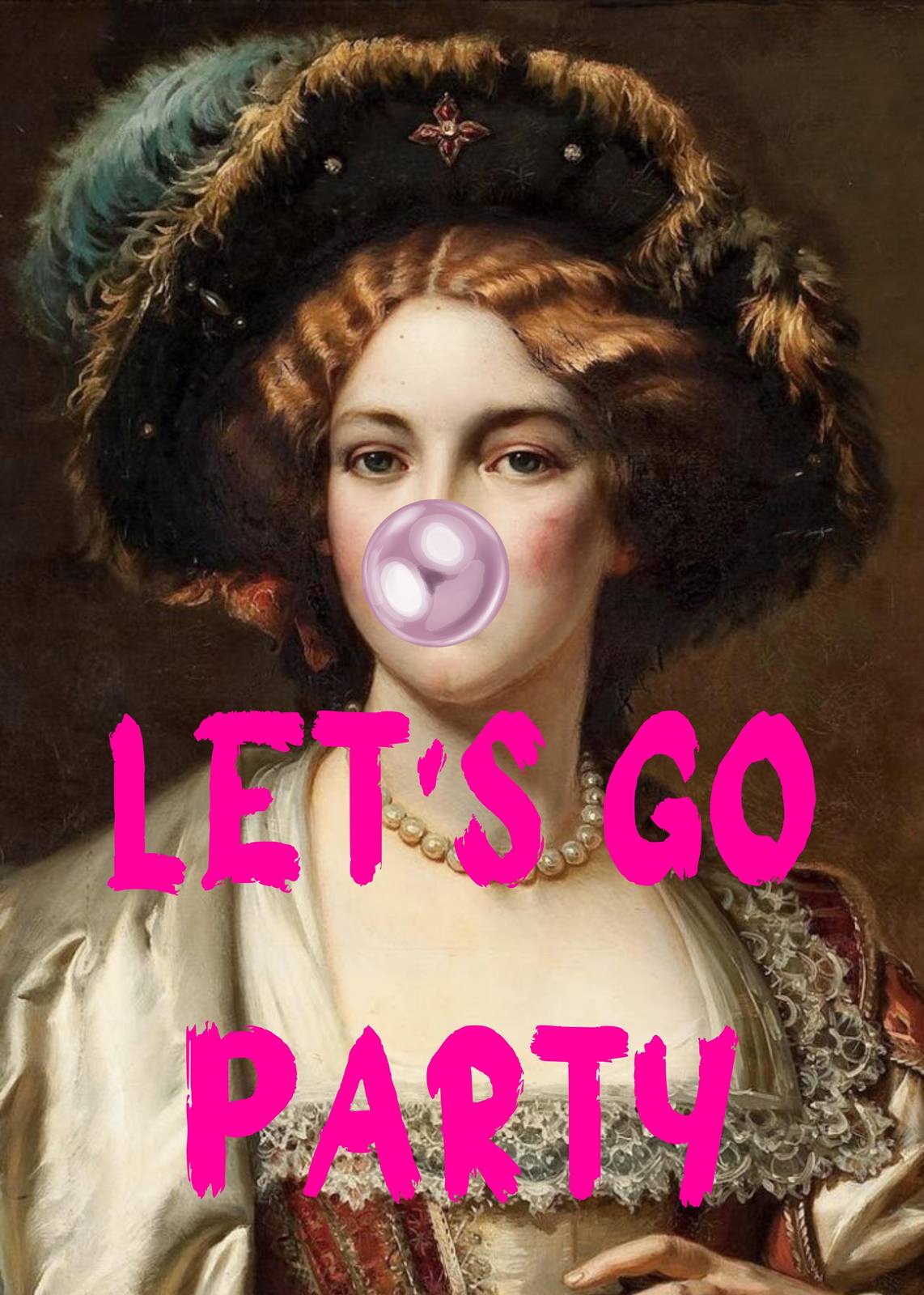 Victorian Lady Bubblegum "Let's Go Party" Wall Art