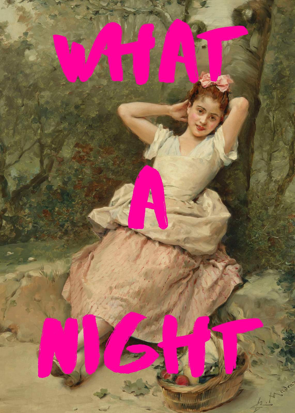 What A Night Pink Text Vintage Portrait Wall Art
