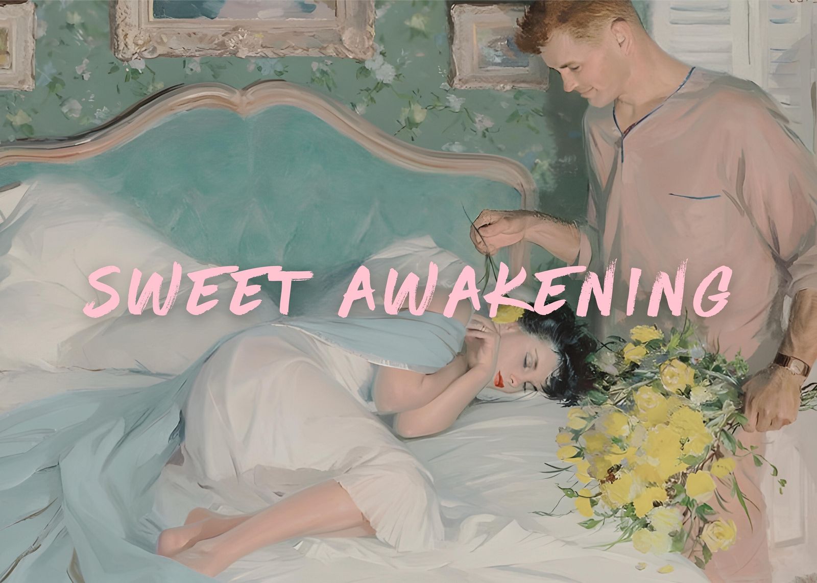 Sweet Awakening Vintage Romance Wall Art