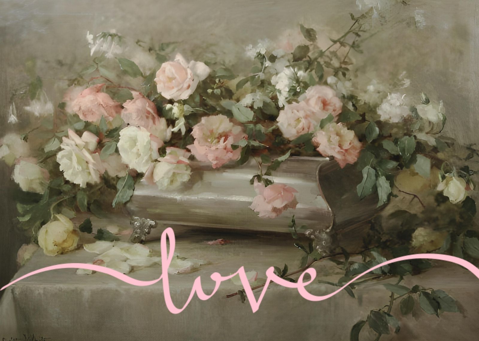 Romantic Rose Still Life "Love" Wall Art