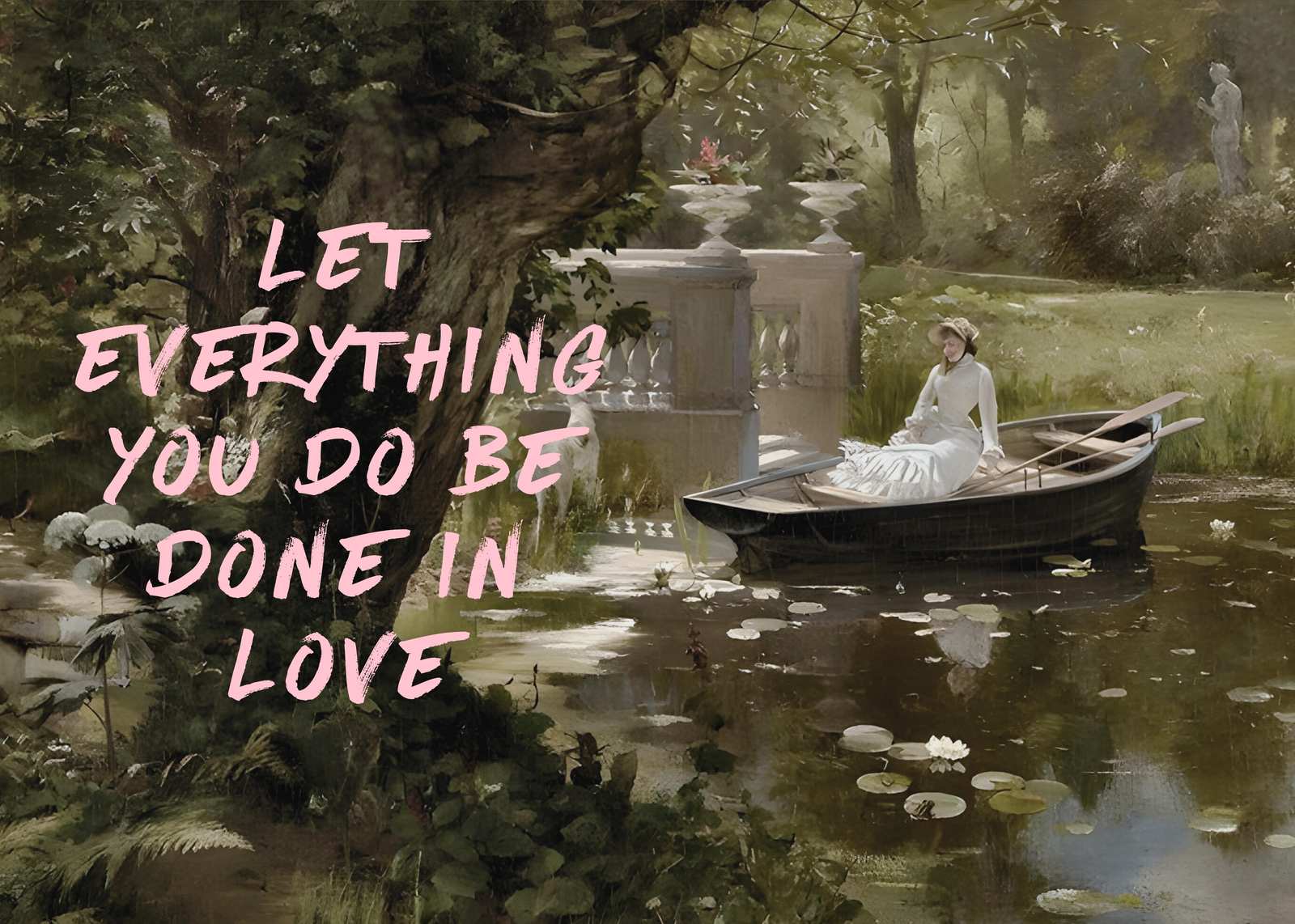 Serene Garden Boat Ride Love Quote Wall Art