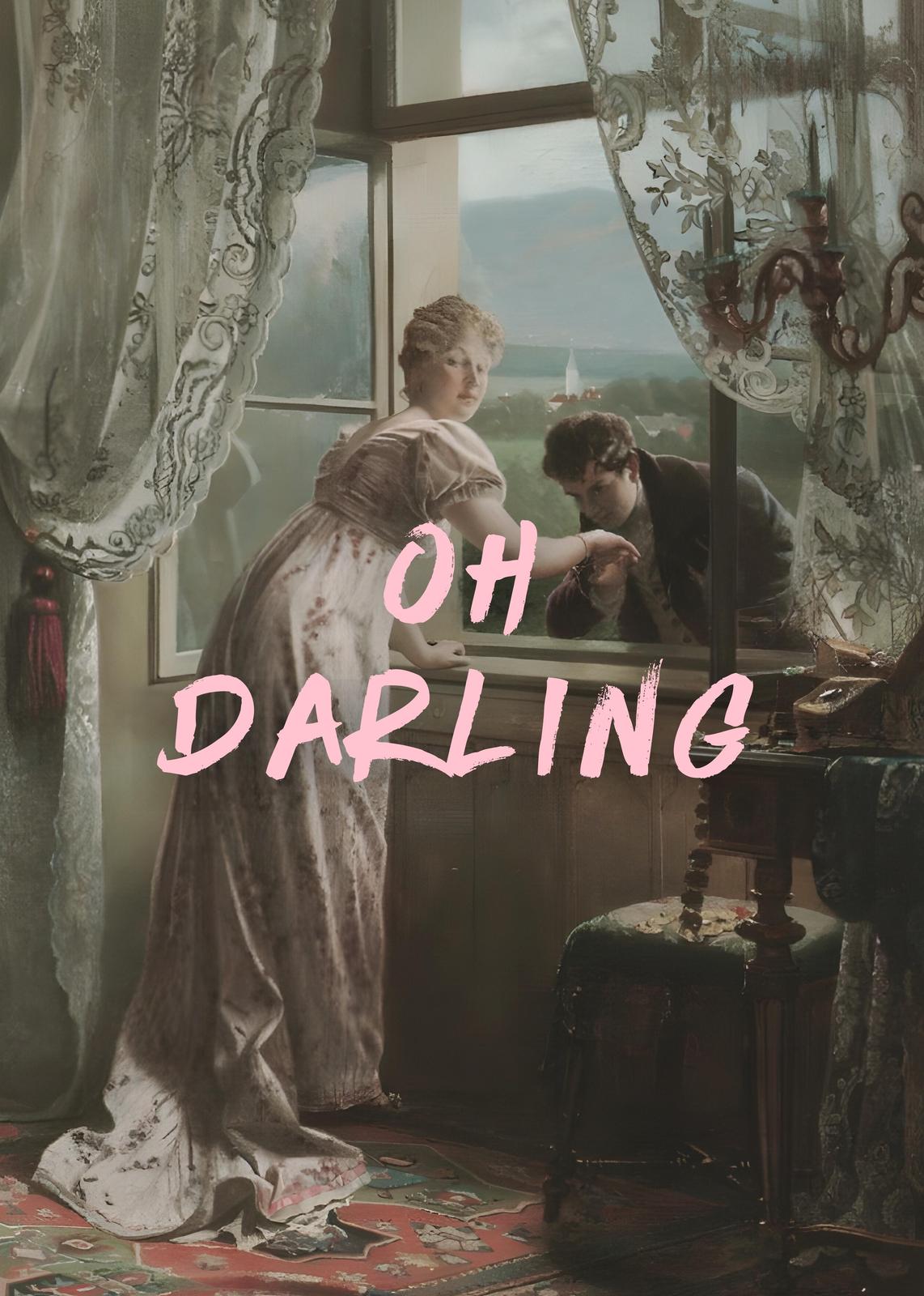 Romantic Victorian Couple "Oh Darling" Wall Art
