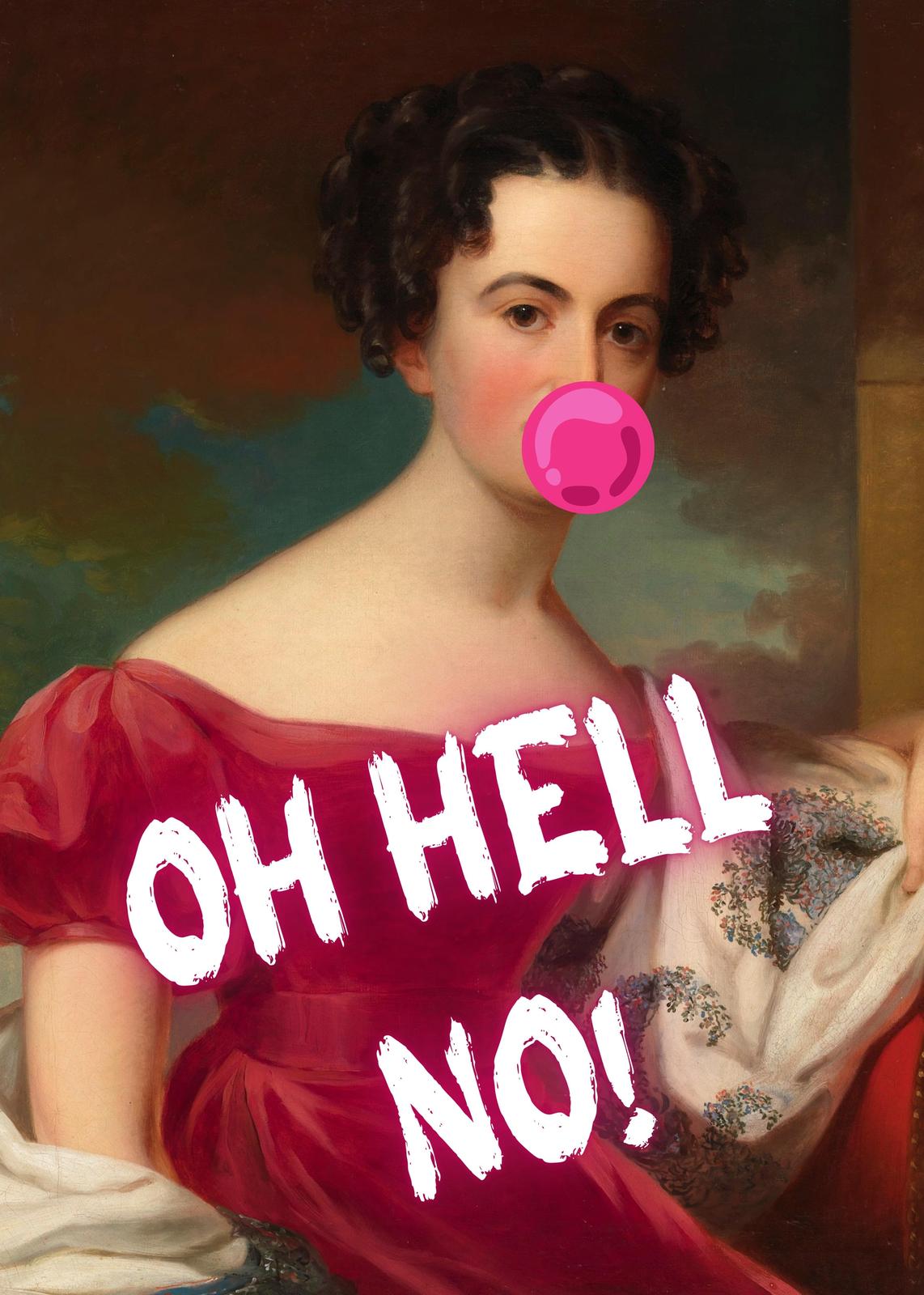 Vintage Portrait Bubblegum Oh Hell No Wall Art