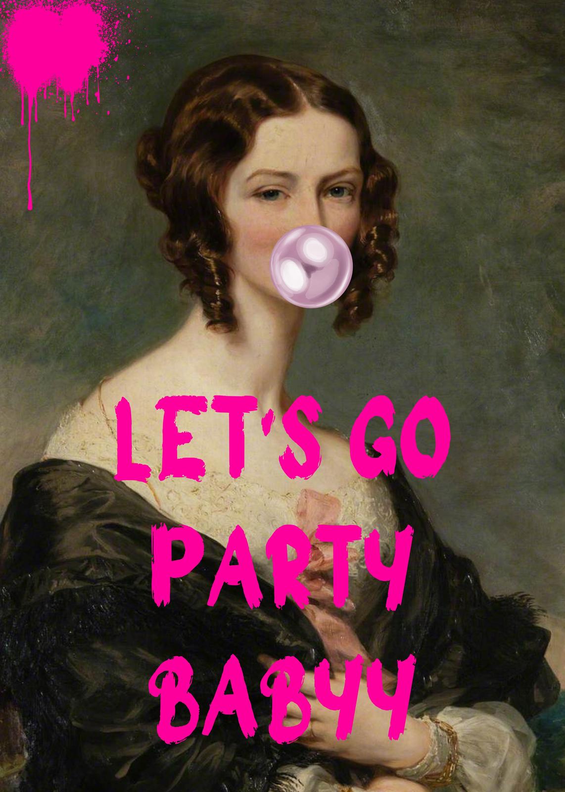 Vintage Portrait 'Let's Go Party' Wall Art