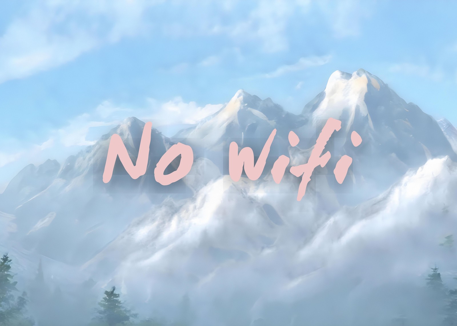 Serene Mountain 'No Wifi' Wall Art
