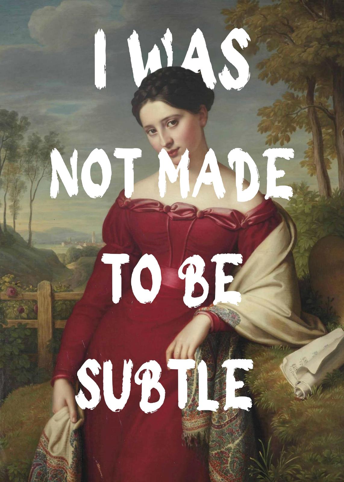 Bold Statement "Not Subtle" Vintage Portrait Wall Art
