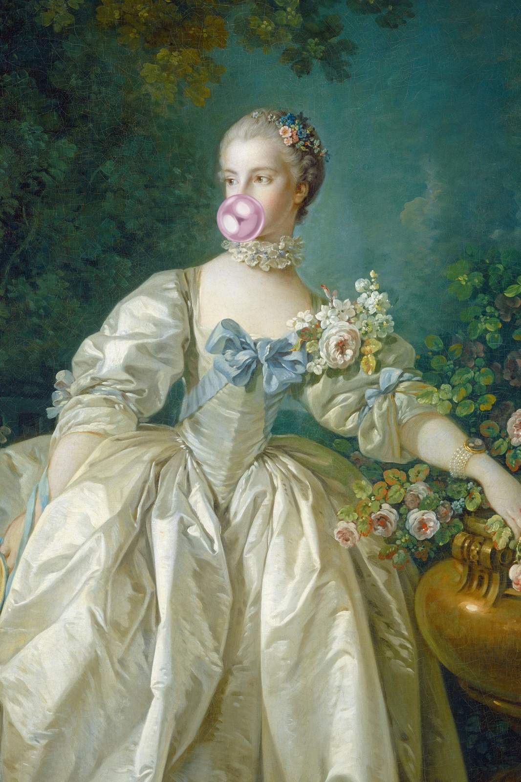 Whimsical Portrait of Elegance Bubblegum Wall Art