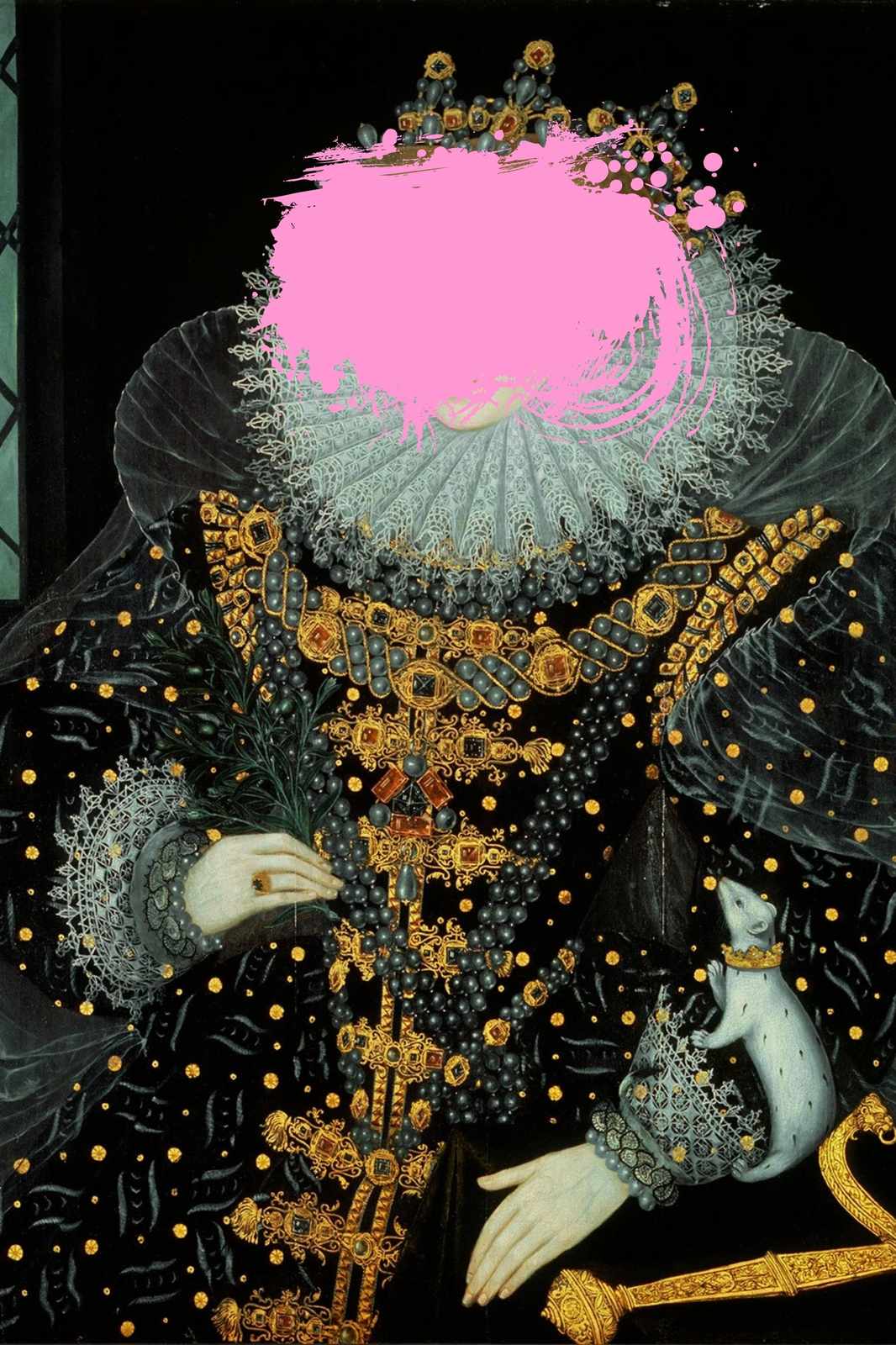 Regal Portrait with Pink Splatter Wall Art