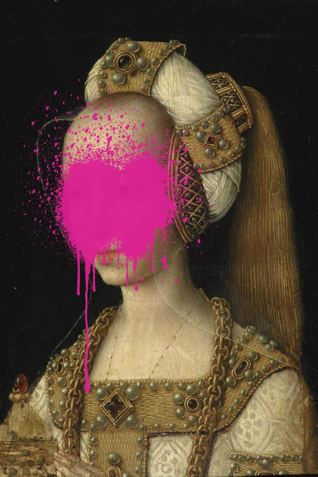 Royal Portrait Pink Splatter Wall Art