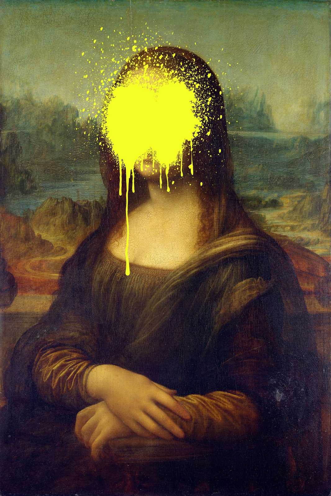 Graffiti Mona Lisa Yellow Splash Wall Art