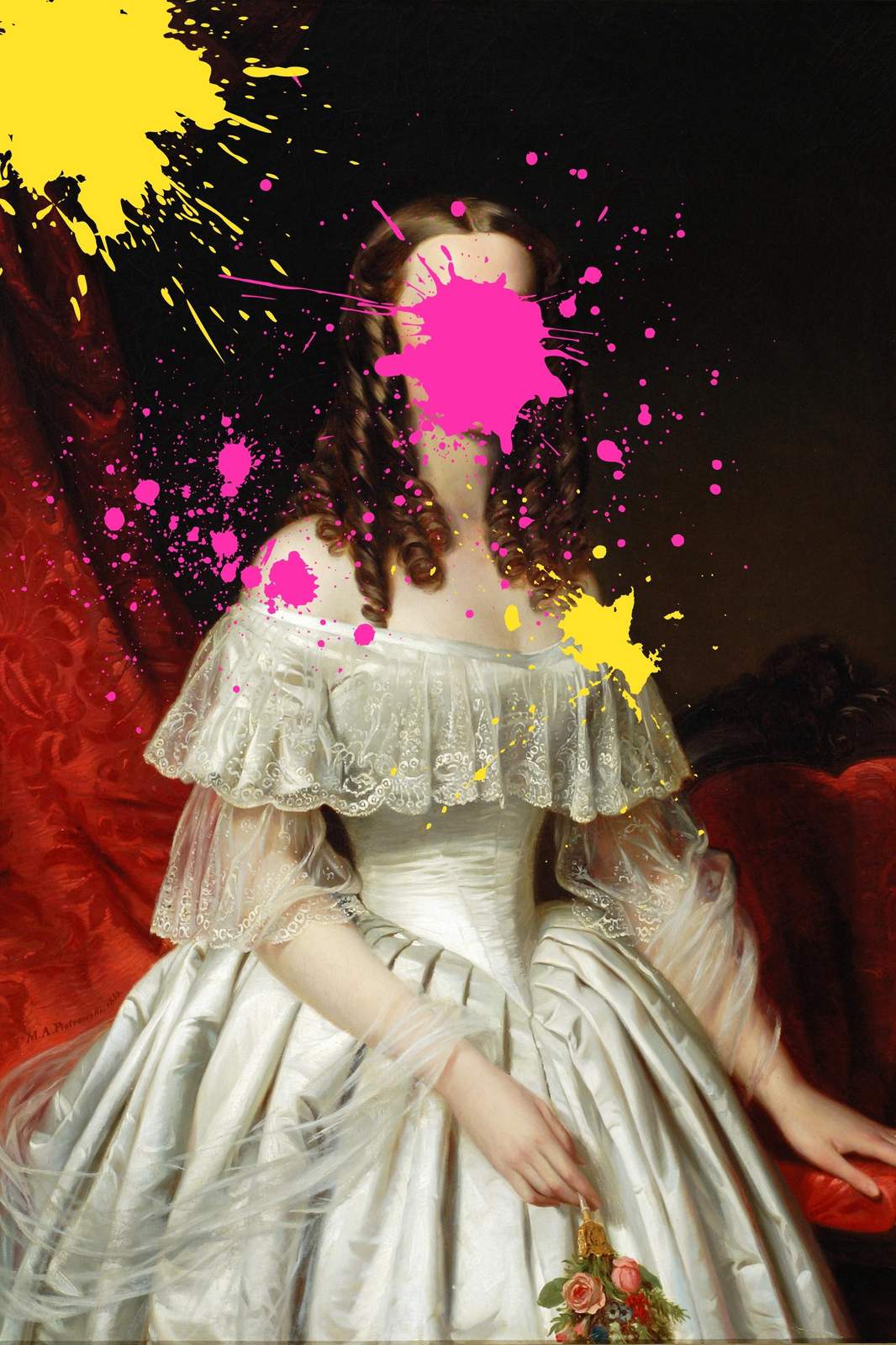 Modern Baroque Woman Splash Paint Wall Art