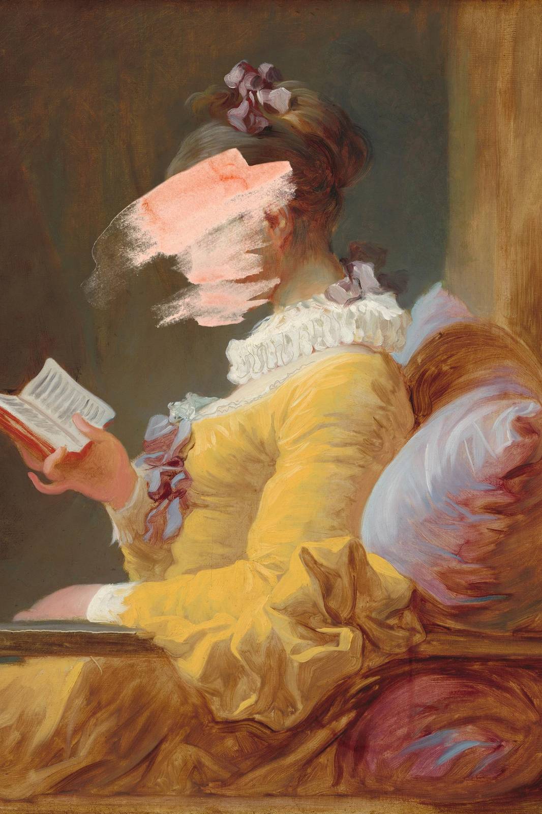 Elegant Lady Reading Yellow Dress Wall Art