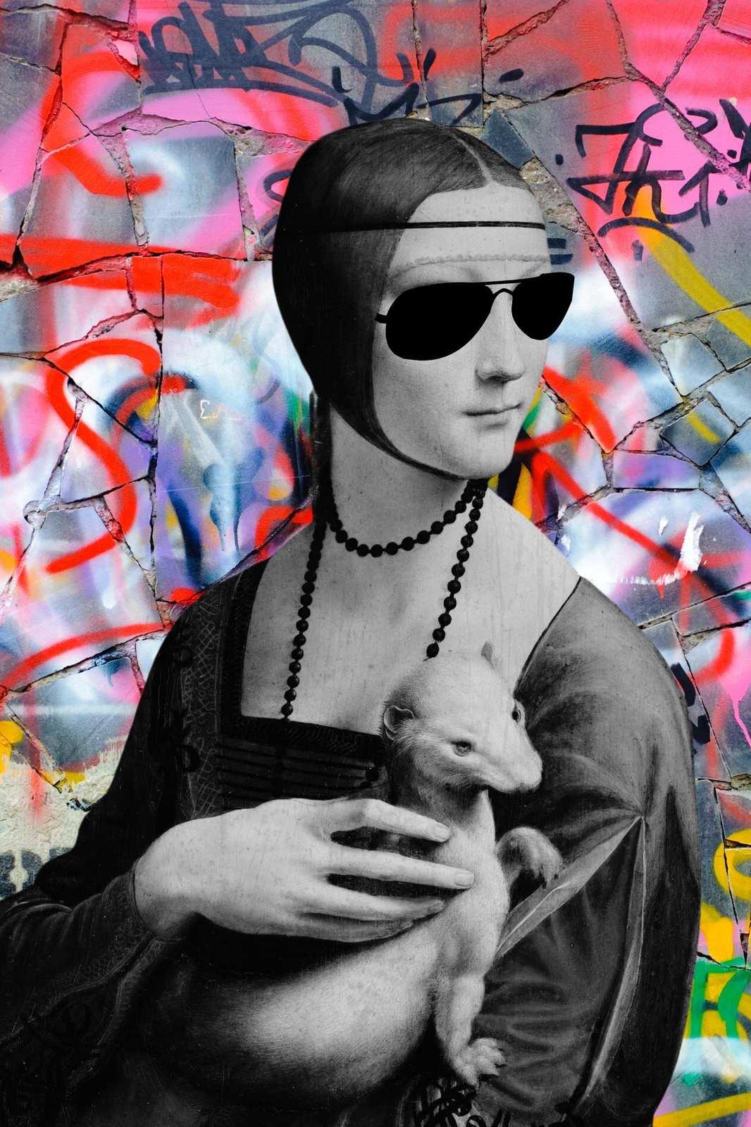 Graffiti Mona Lisa with Sunglasses Wall Art