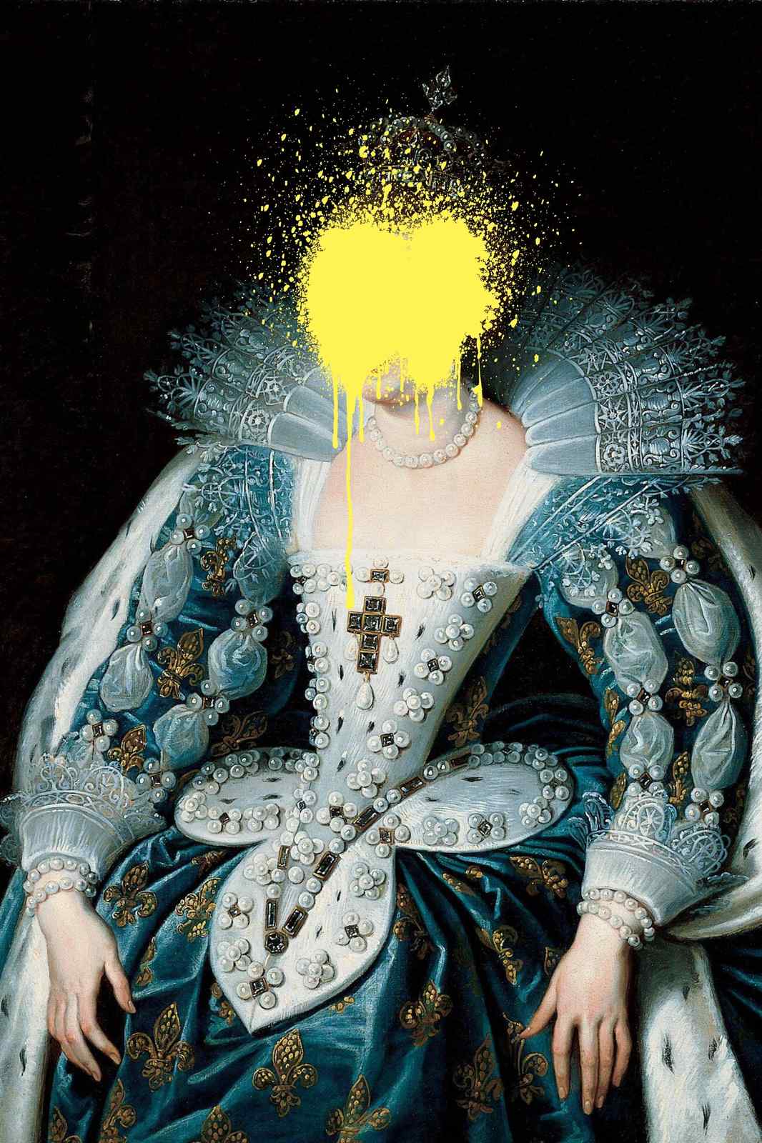 Modern Queen Portrait Yellow Splash Wall Art
