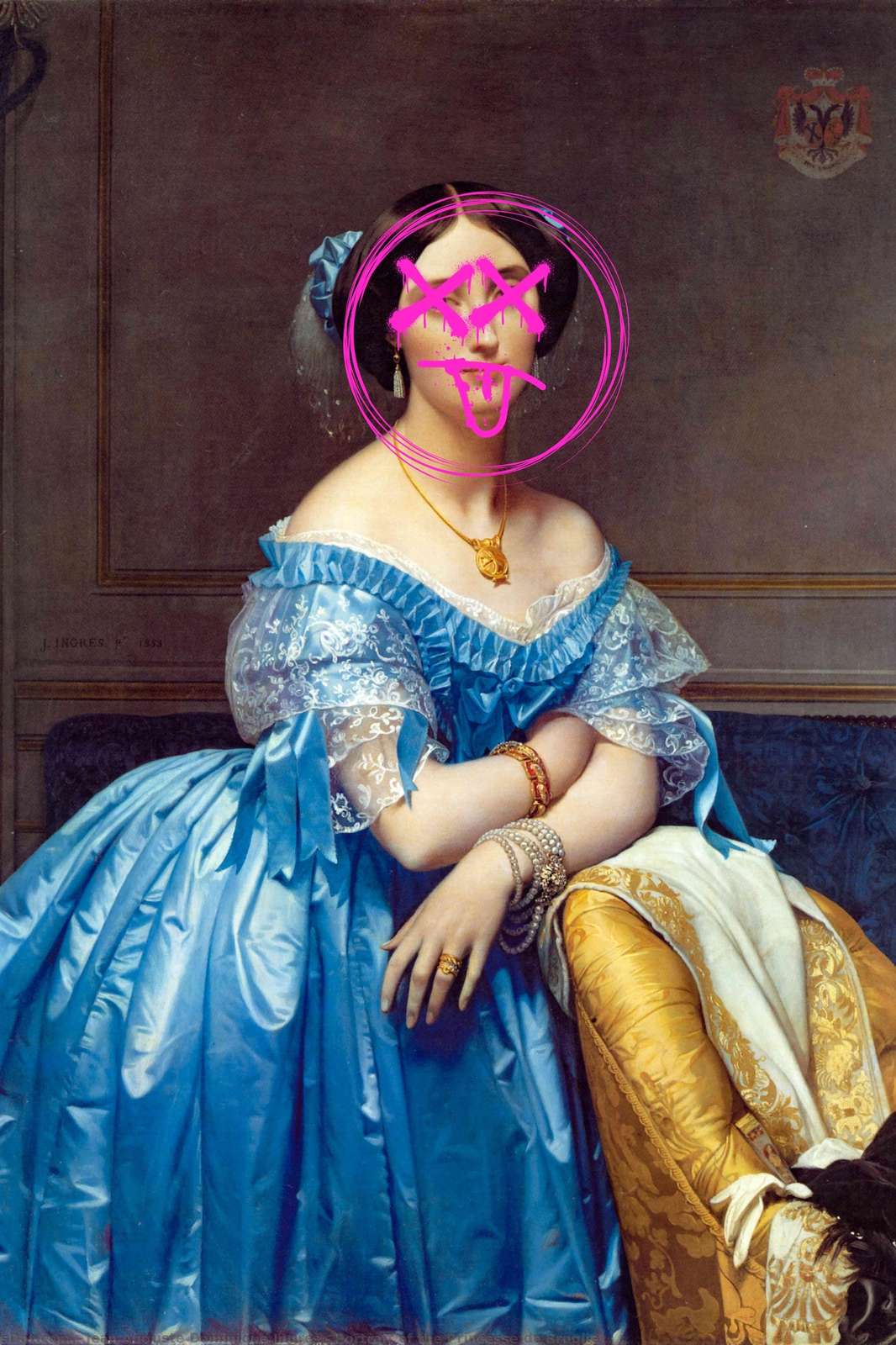 Reimagined Portrait Lady Blue Dress Wall Art
