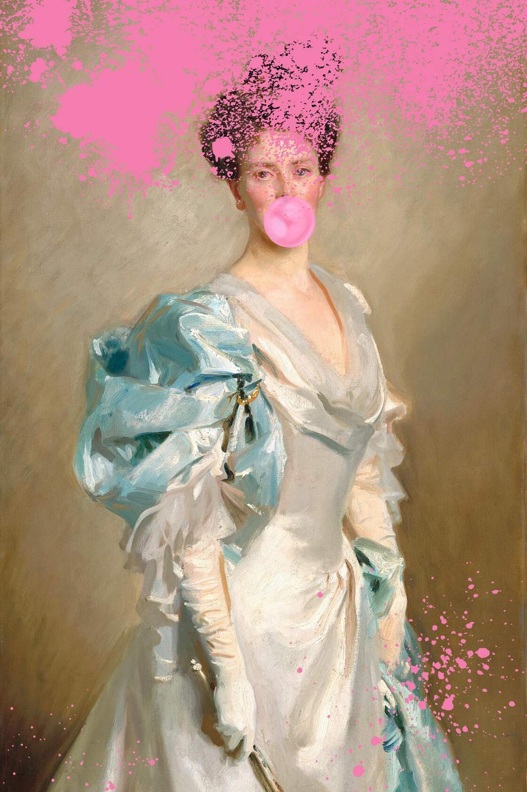 Victorian Woman Pink Bubblegum Wall Art