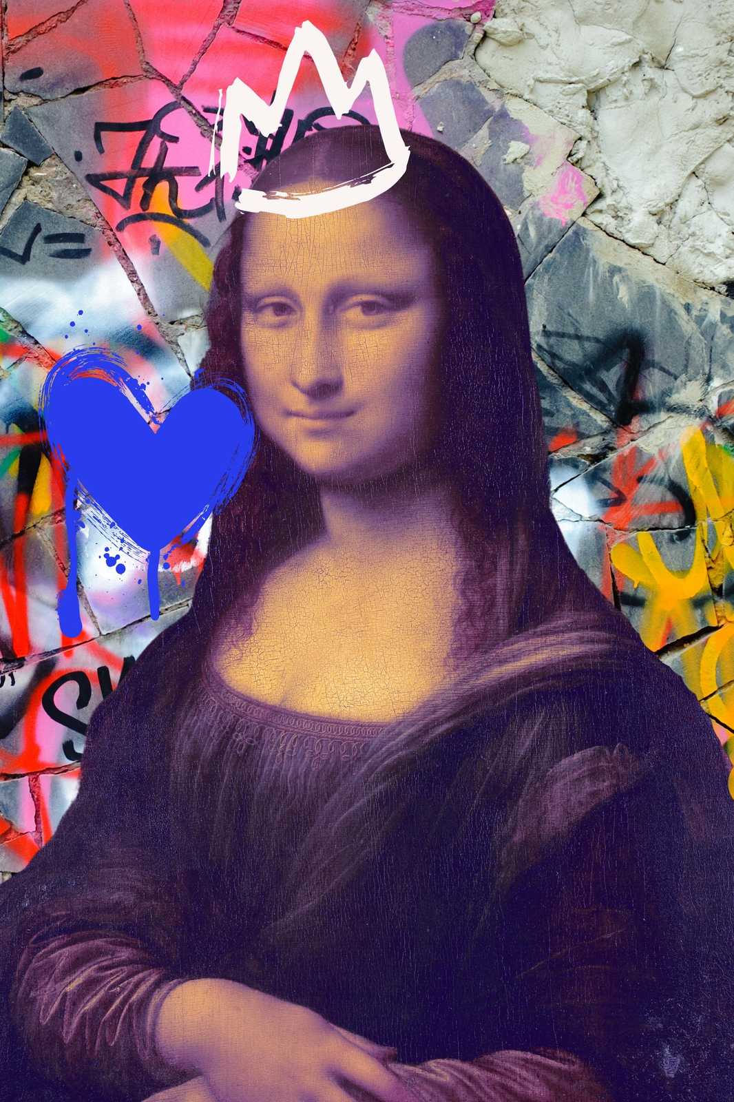Graffiti Mona Lisa Crowned Street Art Wall Art