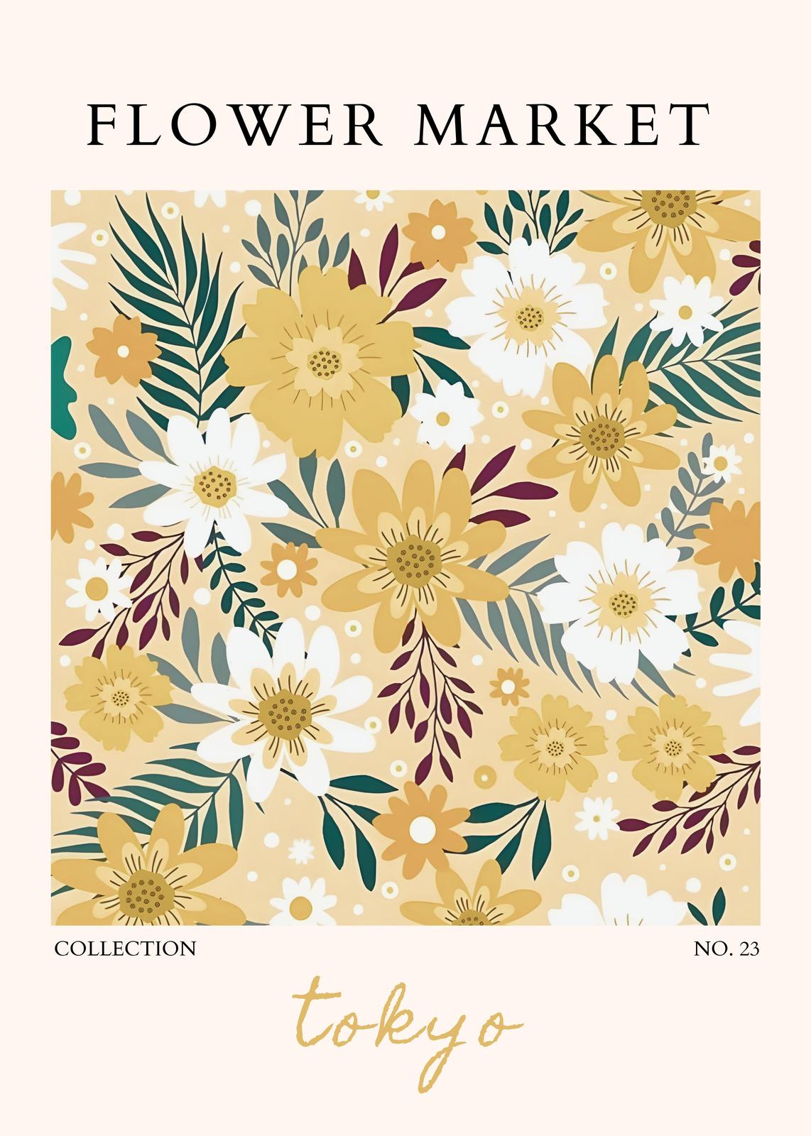 Vibrant Floral Market Tokyo Wall Art