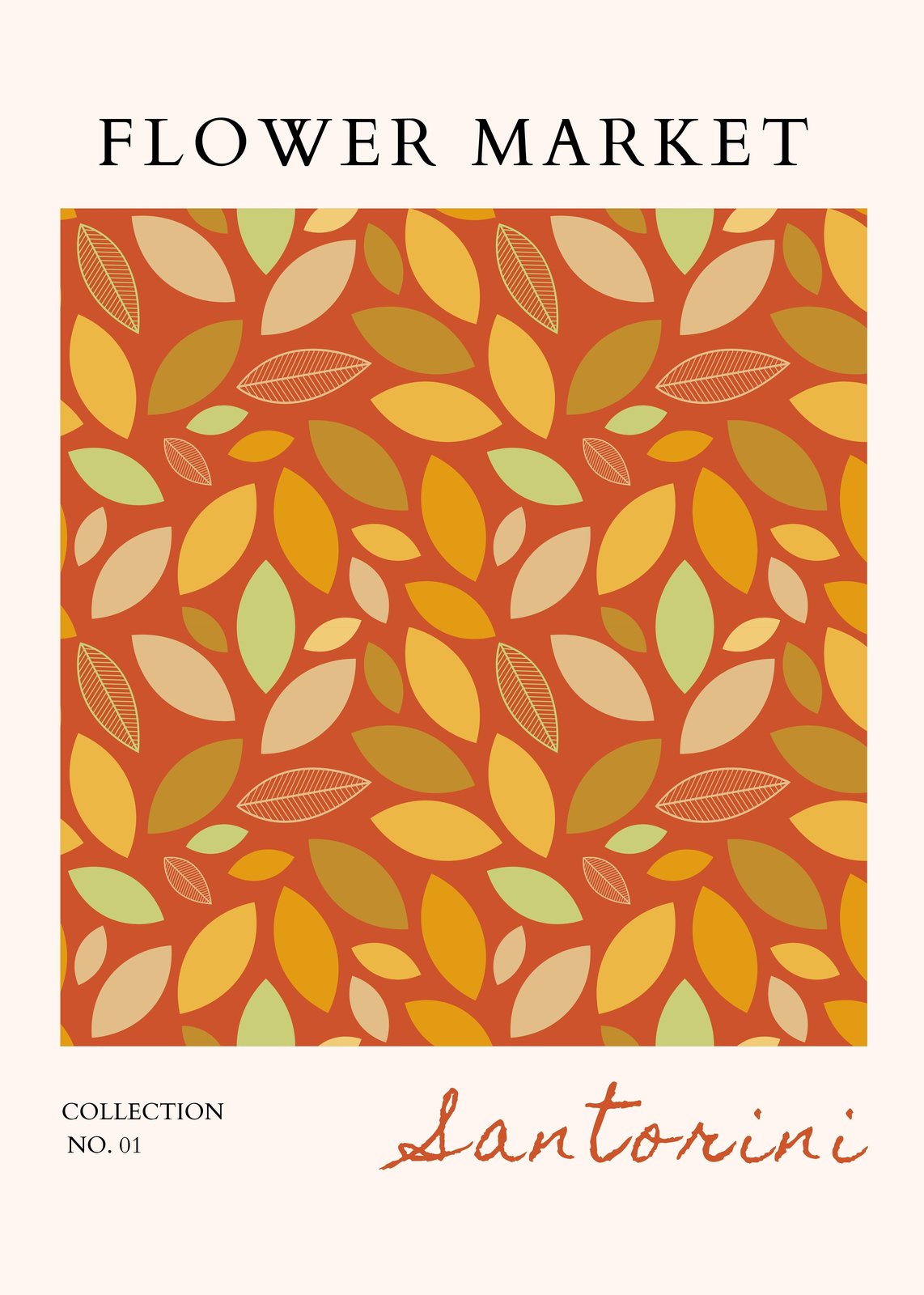 Autumn Leaves Santorini Flower Market Wall Art