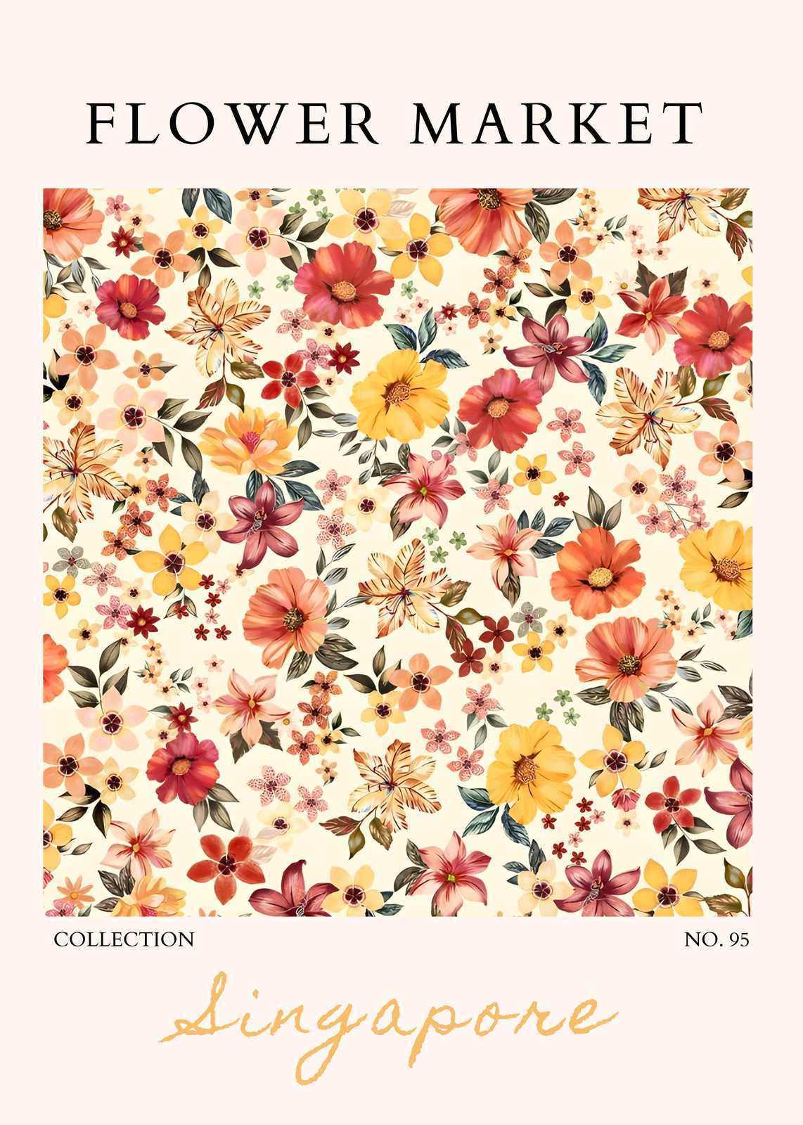 Vibrant Floral Market Singapore Wall Art