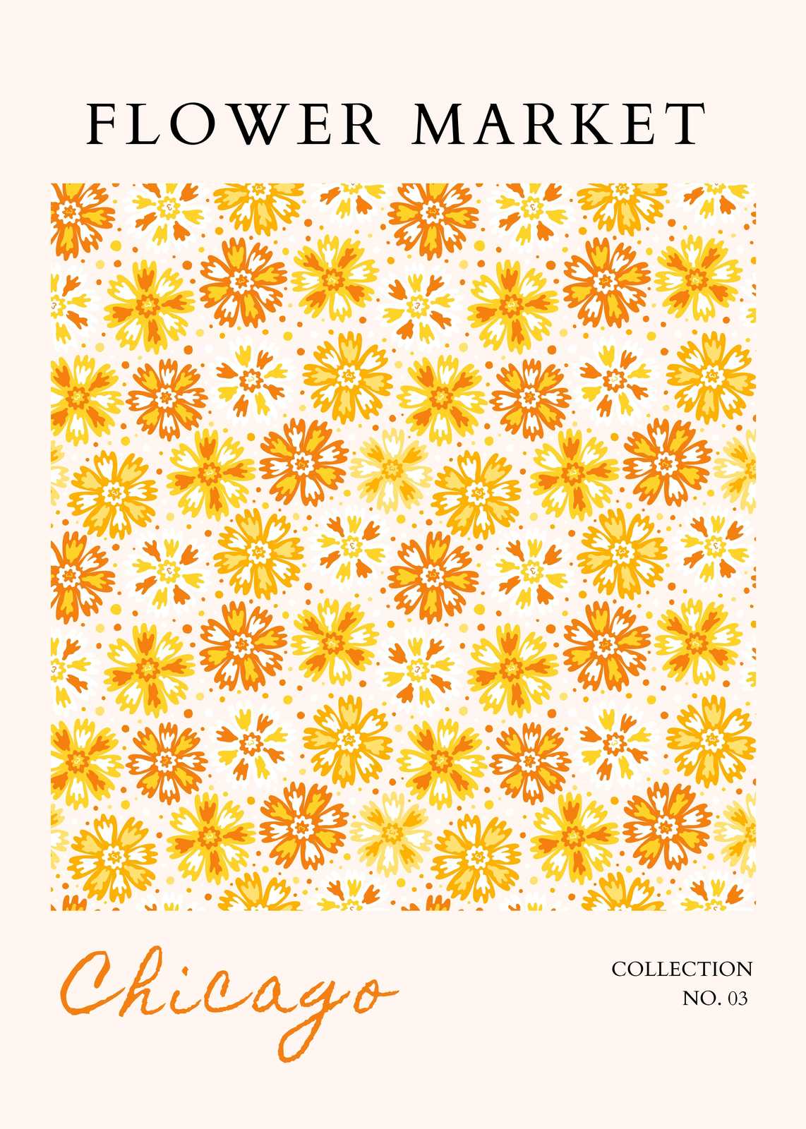 Chicago Flower Market Yellow Orange Floral Wall Art