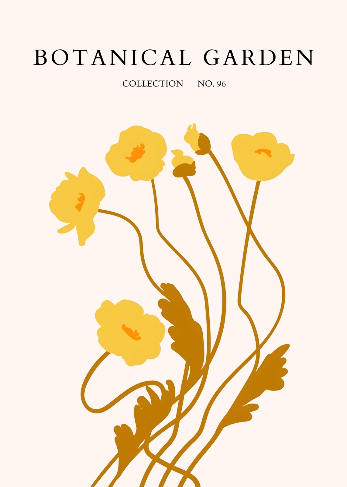 Botanical Garden Yellow Poppies Wall Art