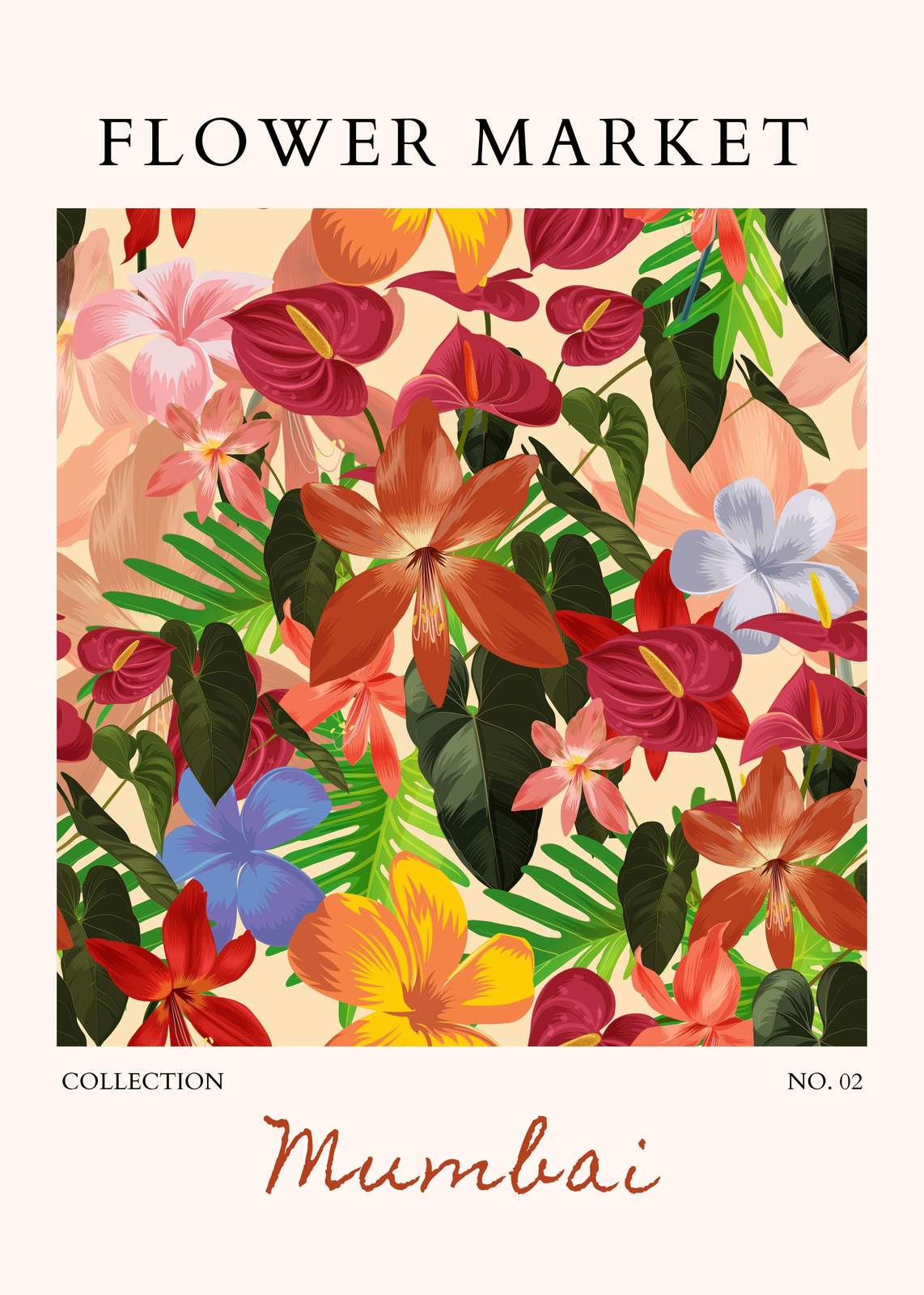 Vibrant Tropical Flower Market Wall Art
