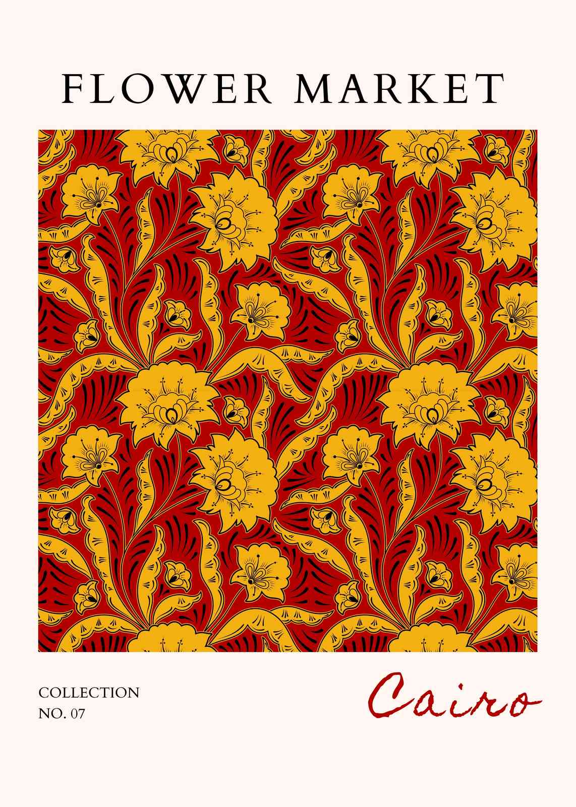 Cairo Floral Market Red & Gold Wall Art